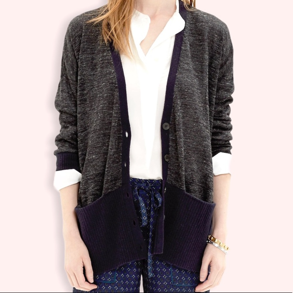 Madewell Yarnmix Gray Charcoal Blue Cardigan